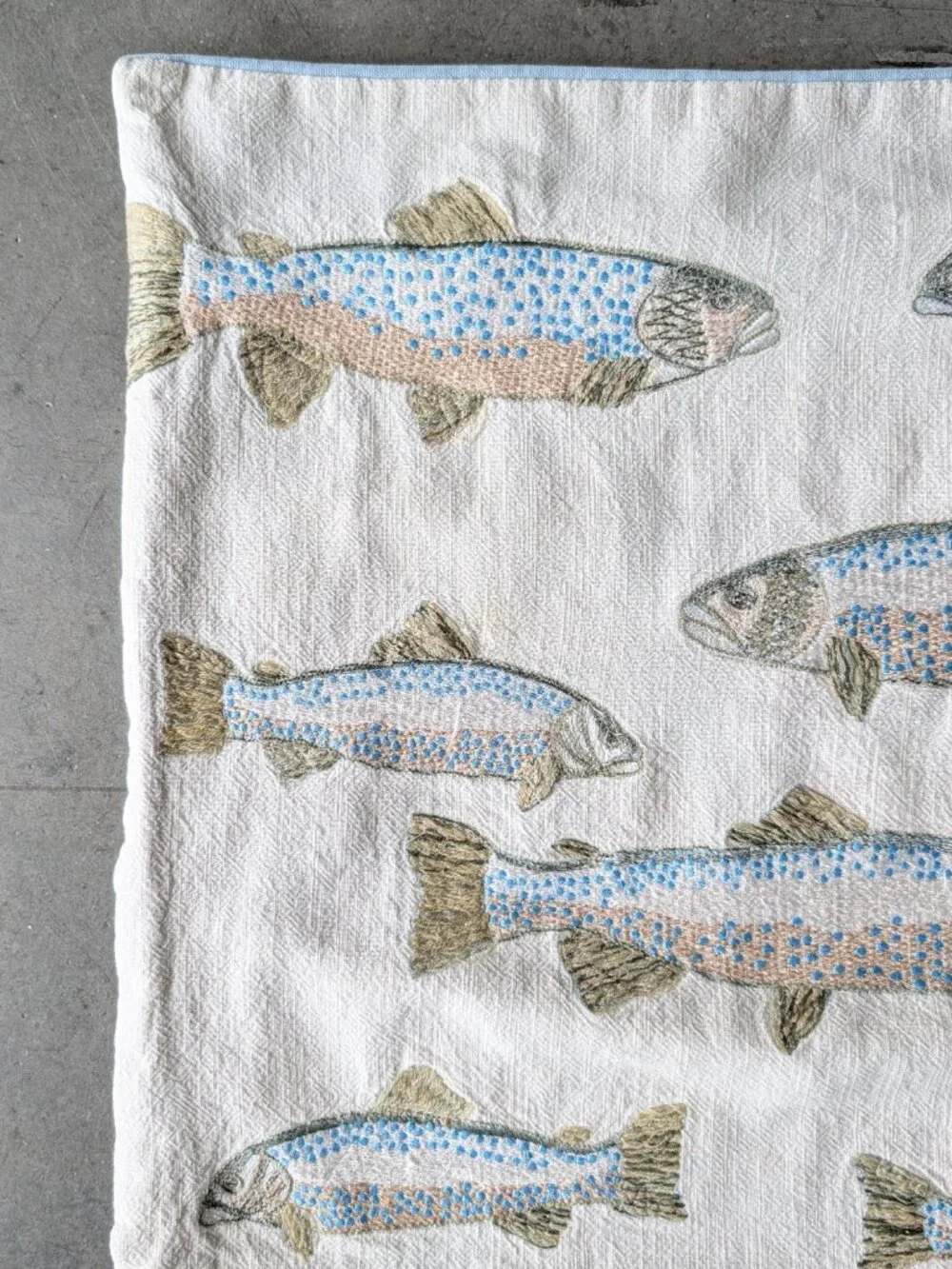 Handmade Embroidered Fish Pillowcase Square Pillow Cover 18